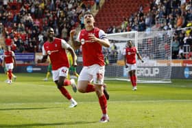 Jordan Hugill enjoys himself with a two-goal haul against former club West Brom. Pictures by Jim Brailsford