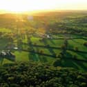 Aerial view of Pepper Wood. The main entrance to the wood is to the south off Dordale Road. Stunning views of the Malvern Hills.
