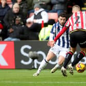 Alfie Gilchrist in action for former loan club Sheffield United against Albion's Mikey Johnston. (Photo by Adam Fradgley/West Bromwich Albion FC via Getty Images)