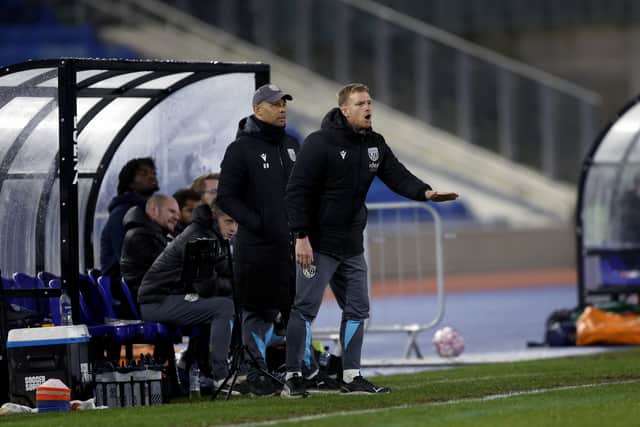 Leigh Downing, right, nephew of former Albion coach and caretaker boss Keith, has been assisting James Morrison in first-team duty during the caretaker period. (Photo by Adam Fradgley/West Bromwich Albion FC via Getty Images)