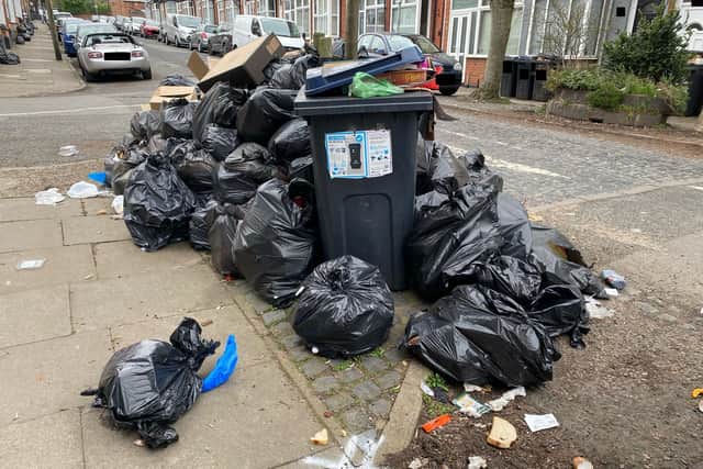 A pile of bin bags in the Selly Park area of Birmingham. Credit: Alexander Brock. Permission for use for all LDRS partners.