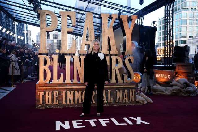 Edith Bowman attending the global premiere for Peaky Blinders: The Immortal Man at Symphony Hall, Birmingham. Photo: Jacob King/PA Wire