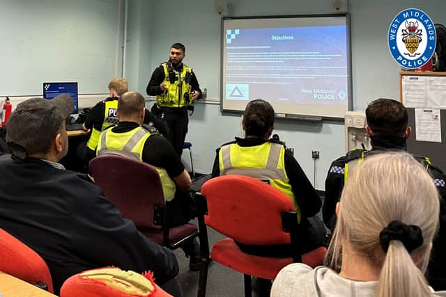 Those attending the operation joined the briefing. Photo: West Midlands Police