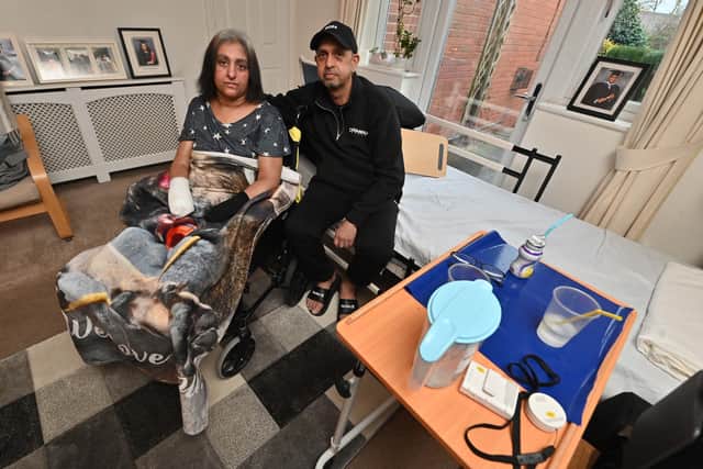 The living room at their home has been adapted to help Manjit to live