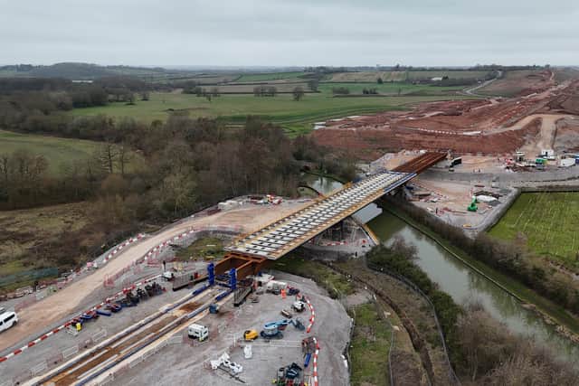 Longhole viaduct which crosses the Grand Union Canal and Ridgeway Lane in Ufton, Warwickshire 