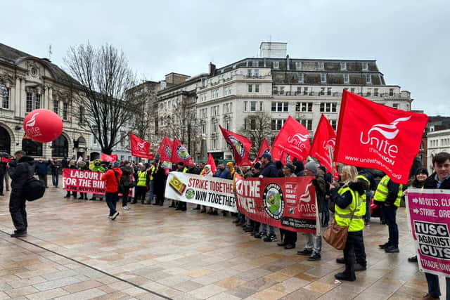 The Birmingham bins strike rally on Tuesday, January 27. Credit: Alexander Brock. Permission for use for all LDRS partners.