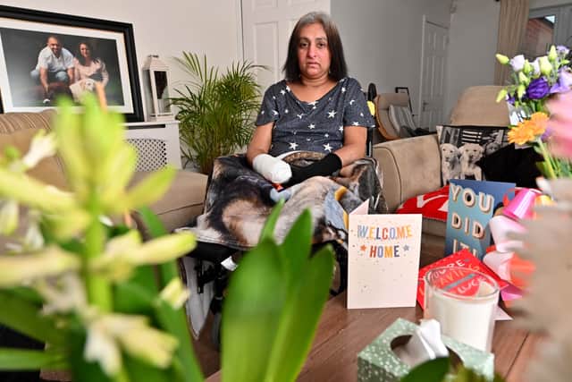 Manjit Sangha said she was still in pain and struggling to adjust to what had happened