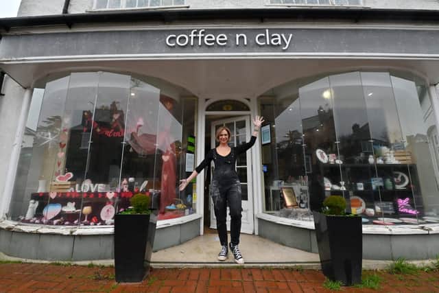 Ruth outside her business in Station Road, Hagley. Photo: Steve Leath
