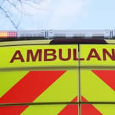 Stock picture of the back of an ambulance