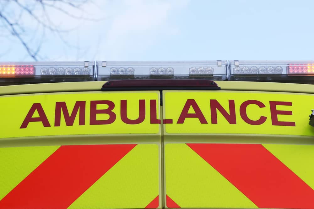 Stock picture of the back of an ambulance