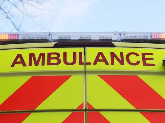 Stock picture of the back of an ambulance