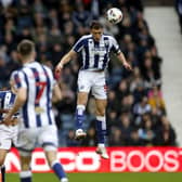 Krystian Bielik wins a header for Albion (Photo by Adam Fradgley/West Bromwich Albion FC via Getty Images)