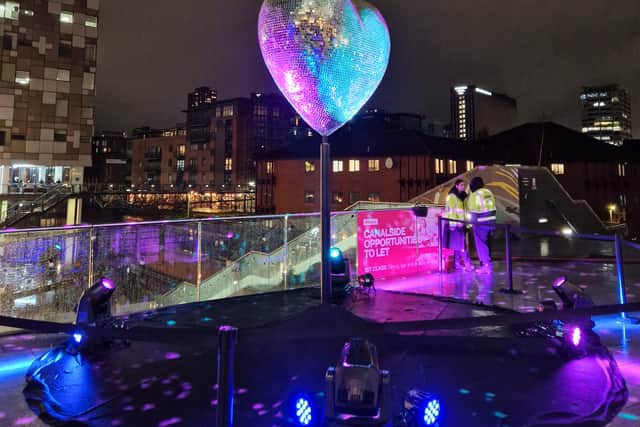 Our Beating Heart artwork at Mailbox, part of Birmingham Light Festival