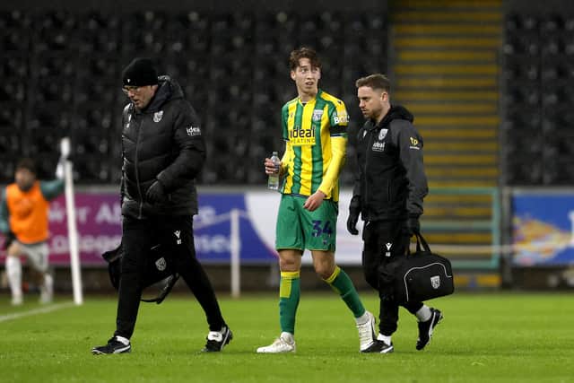 Harry Whitwell picked up a head injury at Swansea in the FA Cup after his recall in January, in what proved one of few opportunities. (Photo by Adam Fradgley/West Bromwich Albion FC via Getty Images)