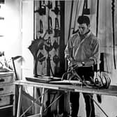 Assistant ranger at Cannock Chase Laurie Walton was busy with his hobby of antlercraft when this photograph was taken in July, 1971. He made a variety of decorative items fruit bowls, lamps, thumb sticks, paper knives and various other objects from antlers.