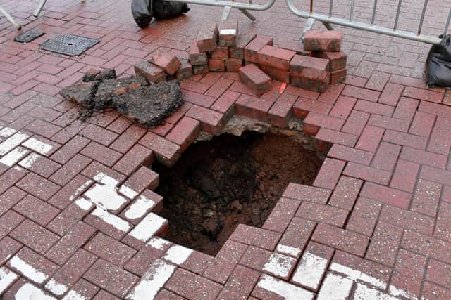 A huge hole has opened up along All Saints Road, Wolverhampton.