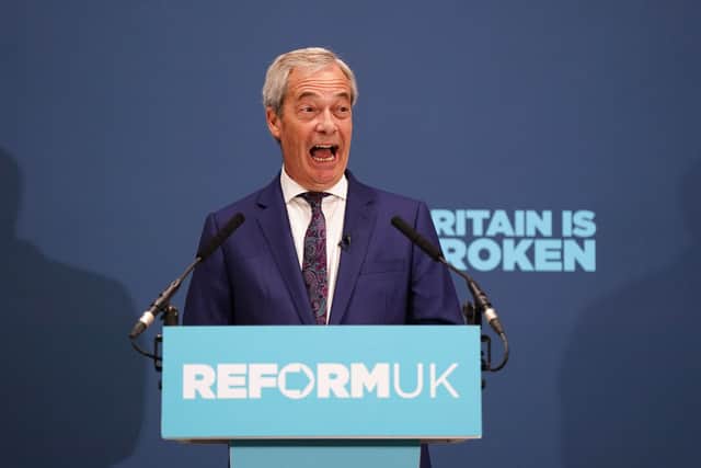 Reform UK leader Nigel Farage speaks during a press conference at UPS Steels in Kingswinford, Dudley. Photo: Jacob King/PA Wire