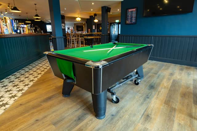Pool table inside The Castle Inn