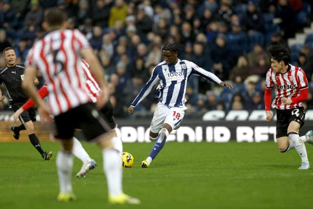 Jamaldeen Jimoh-Aloba caught the eye on his Baggies bow in the goalless draw with Stoke - a first senior career start. (Photo by Adam Fradgley/West Bromwich Albion FC via Getty Images)