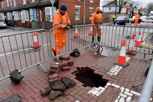 A huge hole has opened up along All Saints Road, Wolverhampton.