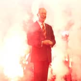Nigel Farage was engulfed in a display of pyrotechnics when he appeared in Birmingham in February 