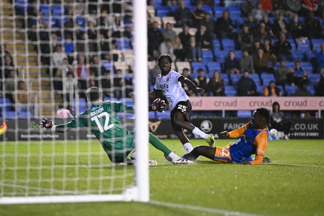 Okeke scored on his Walsall debut at Shrewsbury Town in September.