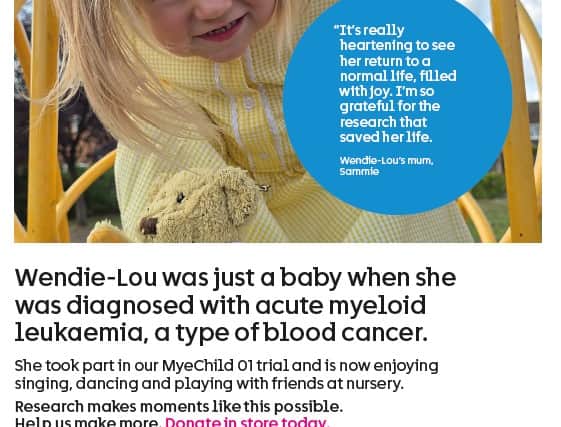 Wendie-Lou's poster is in Cancer Research UK shops up and down the country