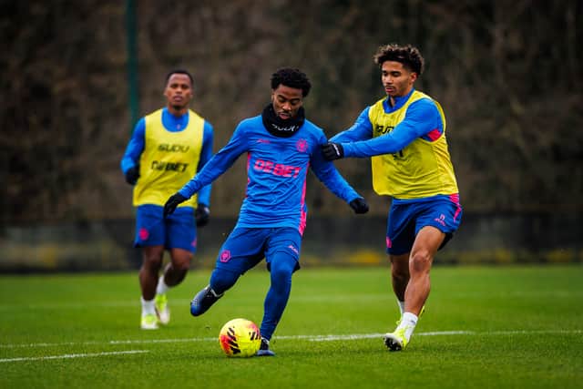 Angel Gomes on the ball in training (Photo by Brett Patzke - WWFC/Wolves via Getty Images)