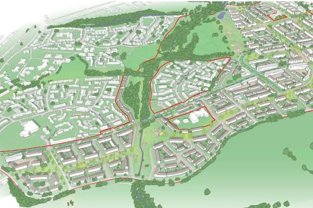 Visualisation of proposed Druids Heath regeneration scheme in Birmingham. Taken from design document prepared by BM3 Architecture.