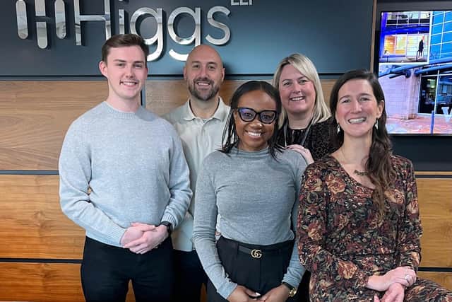 PJ Ellis (second from left) with staff at Higgs LLP in Brierley Hill
