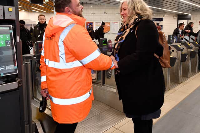 Transport Secretary Heidi Alexander arrives at Wolverhampton Railway Station to mark the transfer of West Midlands Trains into public ownership in March 202. 