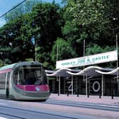 Artist impression of the Midland Metro extension to Brierley Hill via Dudley 
