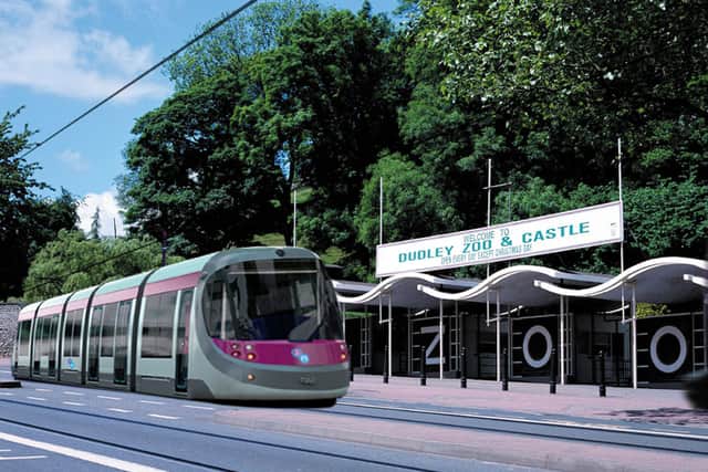 Artist impression of the Midland Metro extension to Brierley Hill via Dudley 