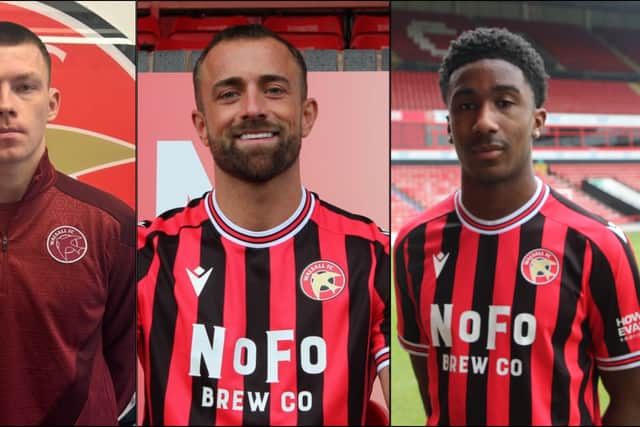 Walsall have made three signings so far this month - Alex Pattison (centre - permanent); Kacper Lopata (left) and Aaron Loupalo-Bi (right - both on loan)