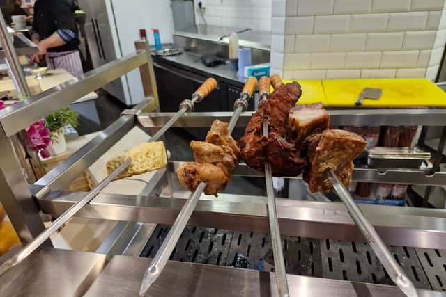 You can see the process of how the food is cooked throughout