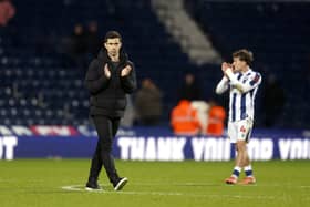 Eric Ramsay reacting after the Middlesbrough defeat, where his side shipped a stoppage-time goal for the sixth time this season. (Photo by Adam Fradgley/West Bromwich Albion FC via Getty Images)