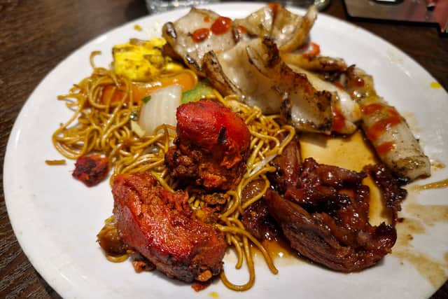 Freshly cooked squid added to the excellent meal