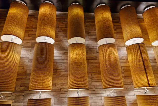 The interior of the restaurant brings warmth and light