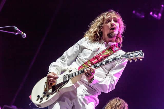 Justin Hawkins on stage with the Darkness. Photo: Chris Bowley