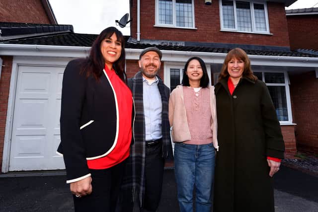 Chancellor Rachel Reeves visits the home of Ricky Jeffrey and Xian Chen in Wolverhampton with Sureena Brackenridge MP