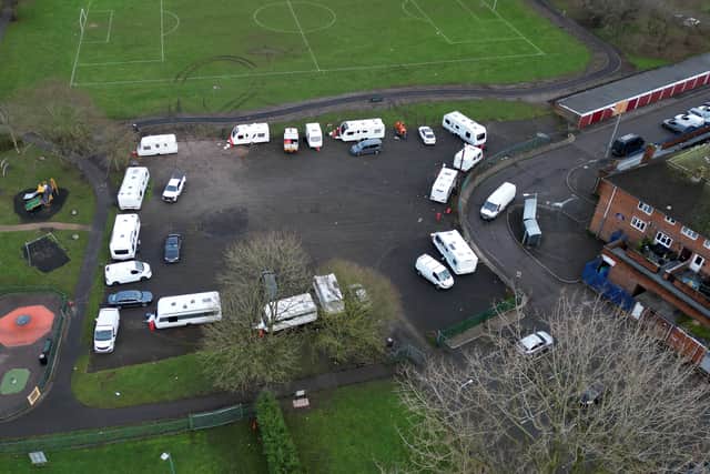 Travellers have set up camp at Ashmore Park playing fields, Wolverhampton.