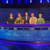 Ben Spicer (second left) with show host Bradley Walsh and other contestants ahead of the show