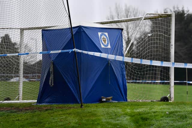 The scene at Smestow Academy, Wolverhampton, after a body was found on the school grounds.