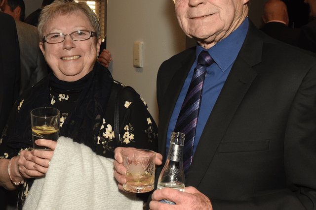 Terry Wharton with wife Sue at the Wolves Former Players Association's annual dinner in 2019