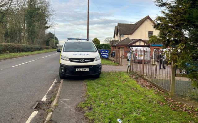 Police at Hatton Boarding Kennels near Shifnal in January 2026