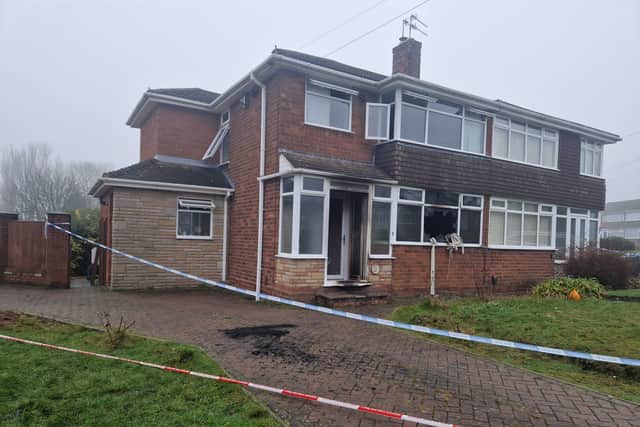 Police cordon at house on Wendover Road in Wolverhampton following a fire