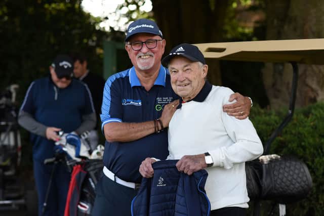 Wolves Former Players Association administration manager Richard Green with Terry Wharton at an FPA golf day