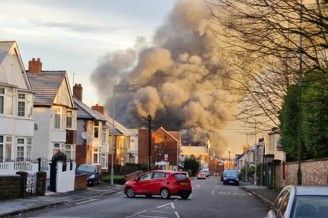 The view at the top of Upper Villiers Street showed the sheer size of the fire