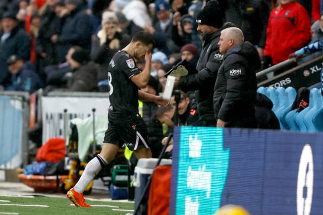 Jayson Molumby trudges off after his red card at Coventry. (Photo by Adam Fradgley/West Bromwich Albion FC via Getty Images)