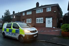 Police at the scene of a murder in Barncroft Road, Oldbury, on Sunday